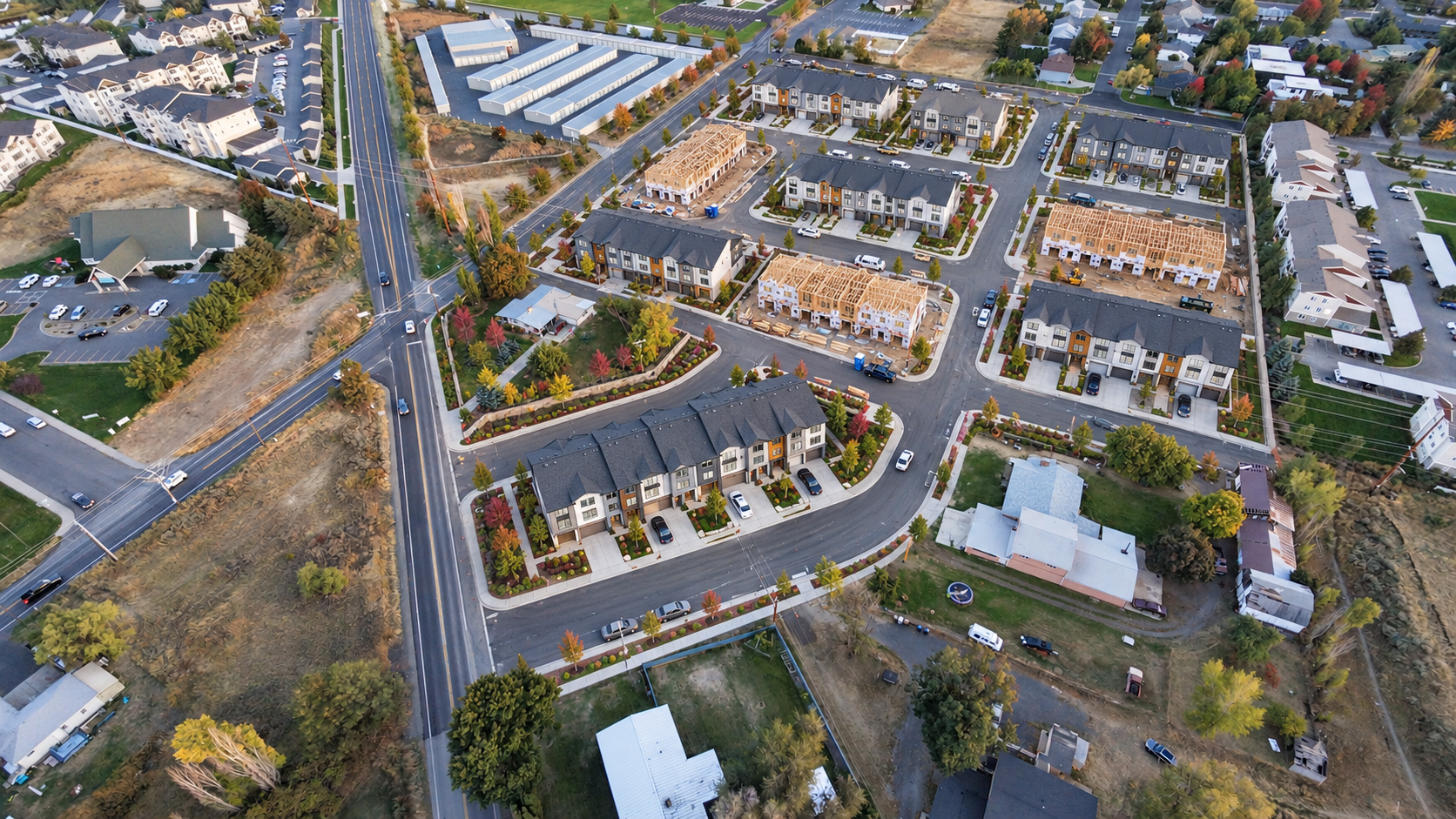 Aerial View Of Townhomes Under Construction